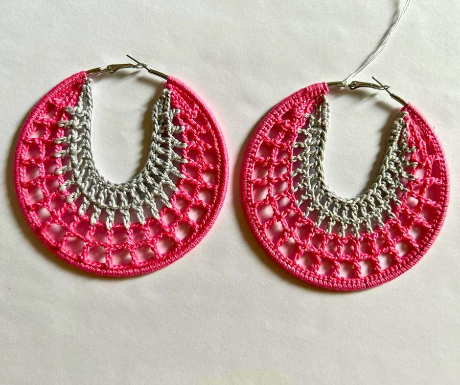 Boucles d'oreilles Attrape-Rêves rose/gris