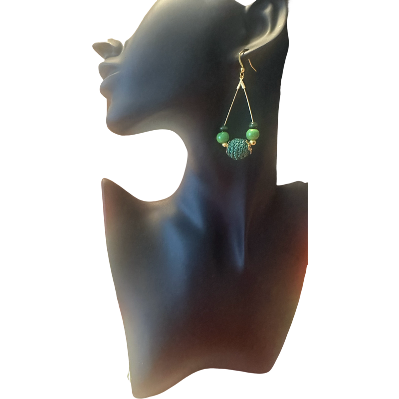 Boucles d'oreilles Pendantes "Forêt Émeraude" – Fait main