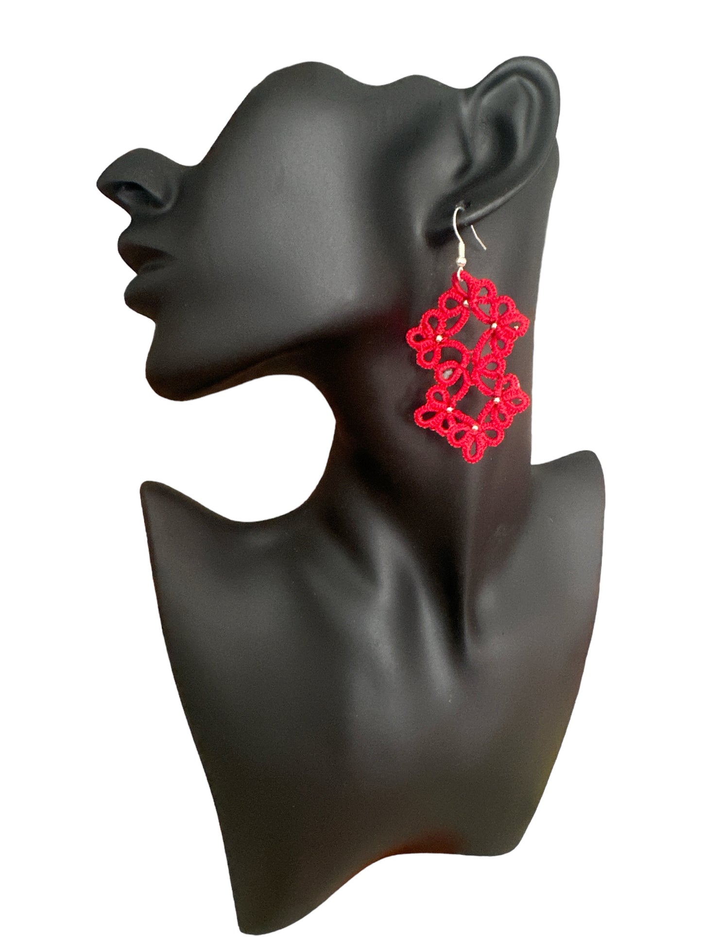 Boucles d'oreilles Pendantes "Dentelle Carmin" – Fait main