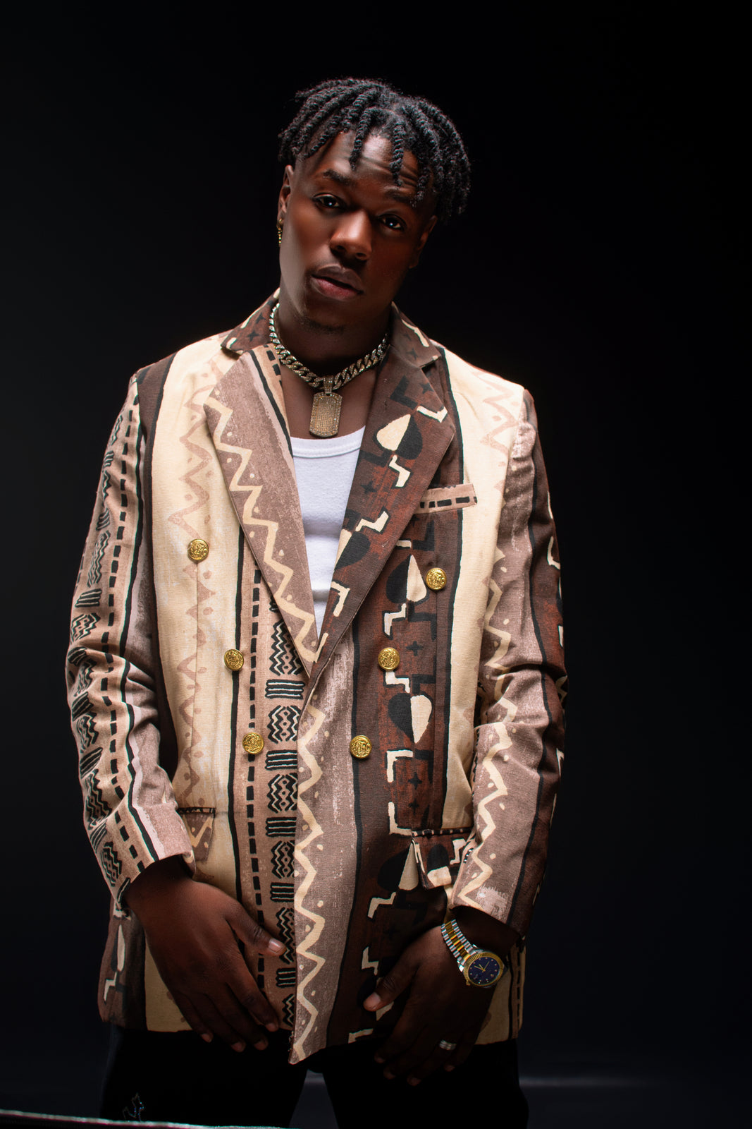 Veste en coton avec motif Bogolan