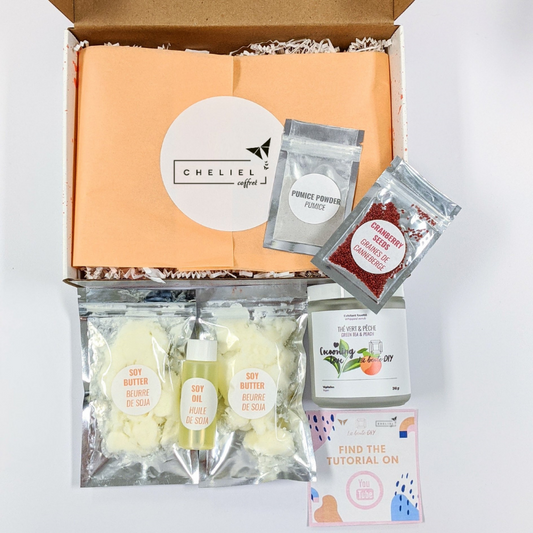 Kit DIY Beurre fouetté hydratant et exfoliant thé vert & pêche