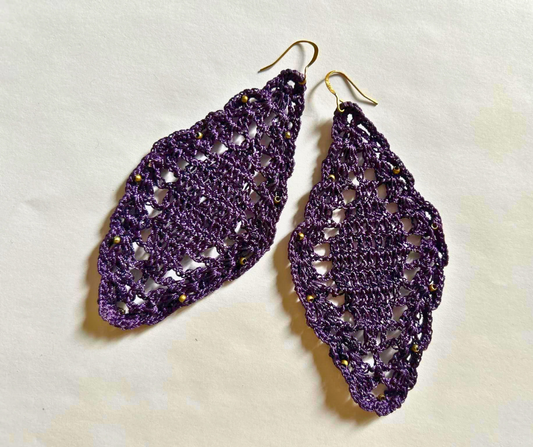Boucles d'oreilles Mauve Ornée Dorée