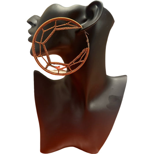 Boucles d'oreilles Créoles "Attrape-Rêves Cuivré" – Fait main