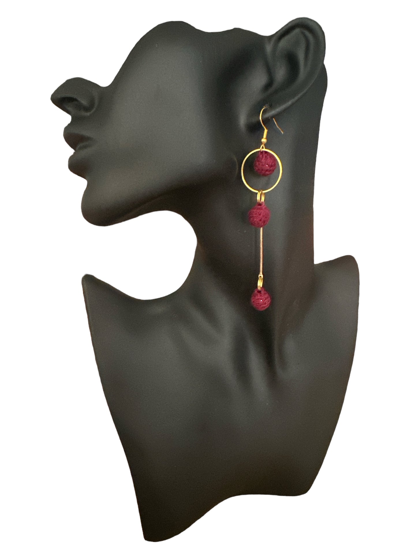 Boucles d'oreilles Pendantes "Triple Grenat" – Fait main