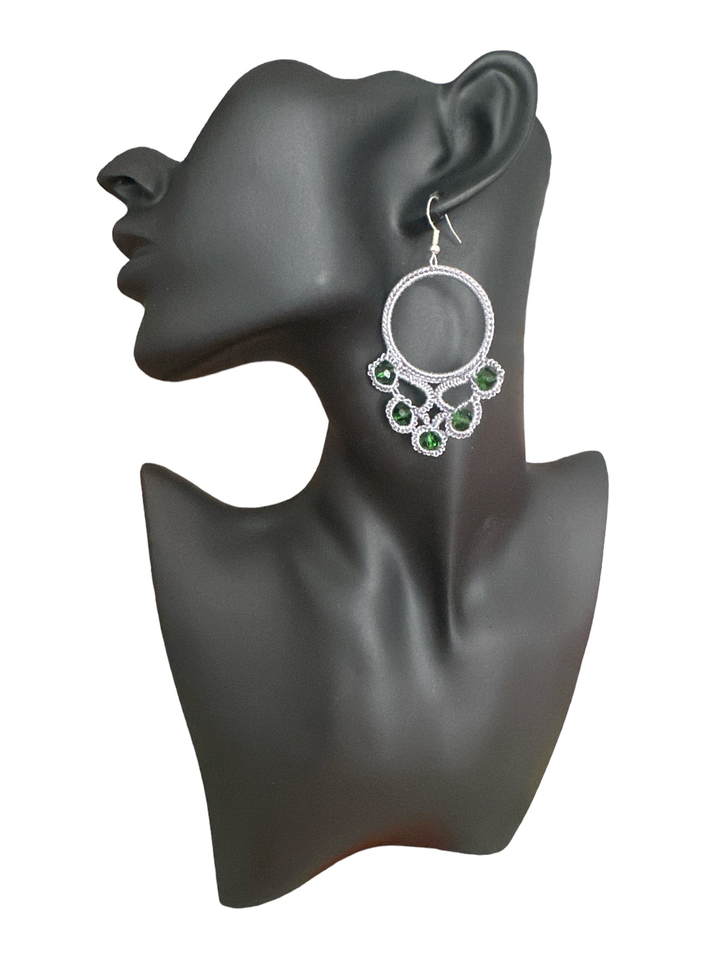 Boucles d'oreilles Chandelier "Cascade d'Émeraudes" – Fait main