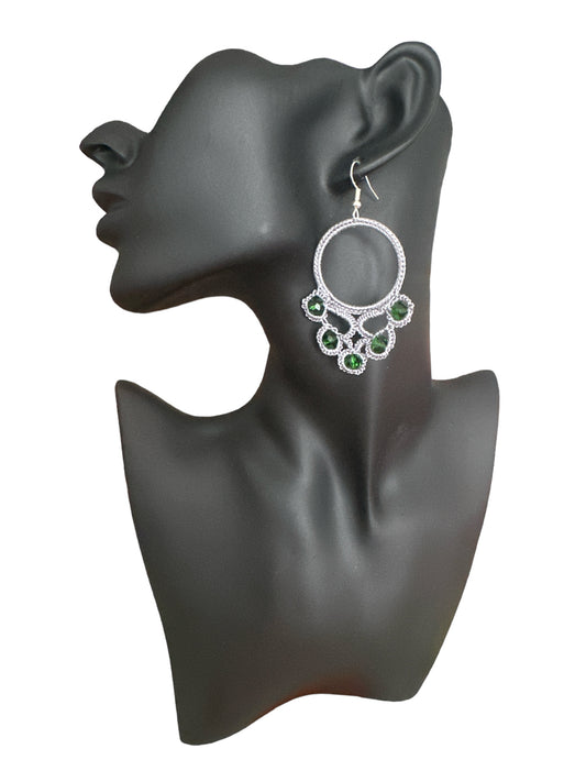 Boucles d'oreilles Chandelier "Cascade d'Émeraudes" – Fait main